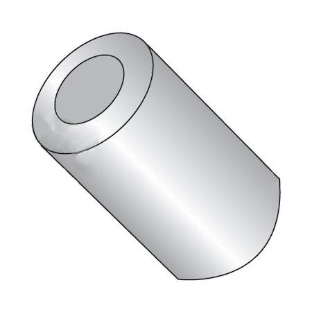 Round Spacer, #10 Screw Size, Plain Aluminum, 1 In Overall Lg, 0.192 In Inside Dia
